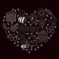 Honey bee doodle icons vector set Royalty Free Stock Photo